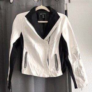 INC International Concepts Faux Leather Black and White Blazer, Size M